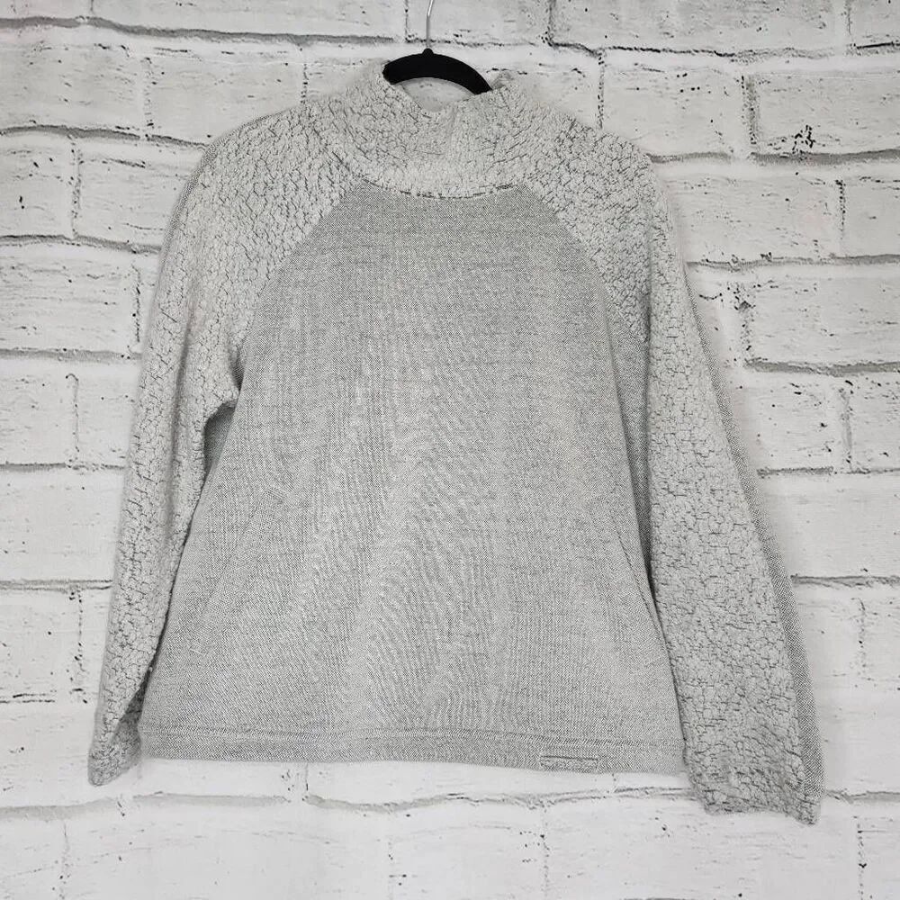 Prana Womens Bone Heather Lockwood Wool Blend Fleece Mock Neck Sweater Sz Medium